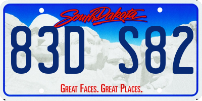SD license plate 83DS82