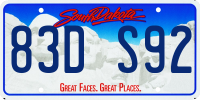 SD license plate 83DS92