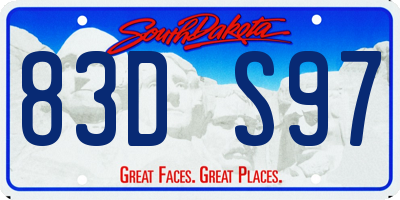 SD license plate 83DS97
