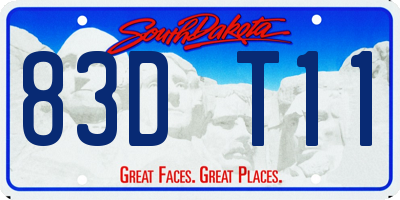 SD license plate 83DT11