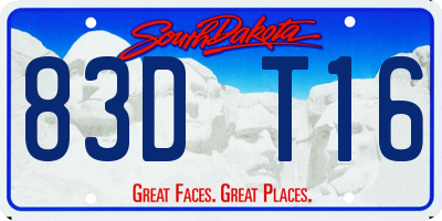 SD license plate 83DT16
