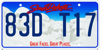 SD license plate 83DT17