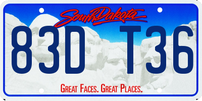 SD license plate 83DT36