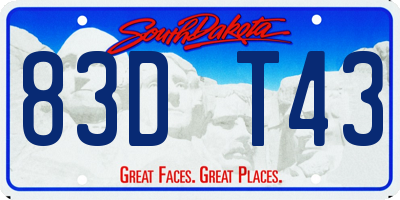 SD license plate 83DT43