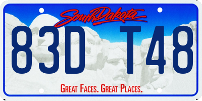 SD license plate 83DT48