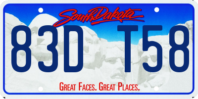 SD license plate 83DT58