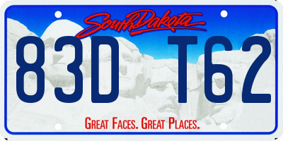 SD license plate 83DT62