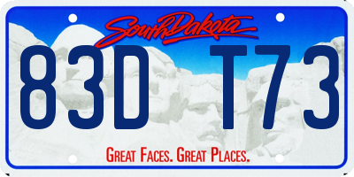 SD license plate 83DT73
