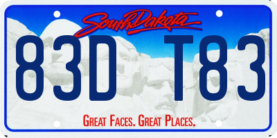 SD license plate 83DT83