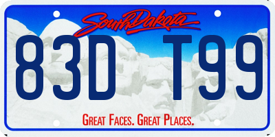 SD license plate 83DT99