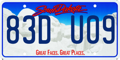 SD license plate 83DU09