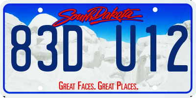 SD license plate 83DU12