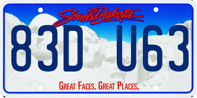SD license plate 83DU63