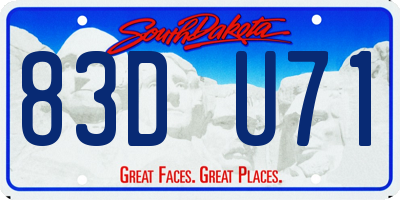 SD license plate 83DU71