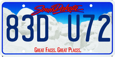 SD license plate 83DU72