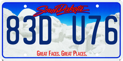 SD license plate 83DU76