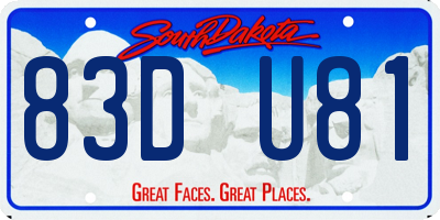 SD license plate 83DU81
