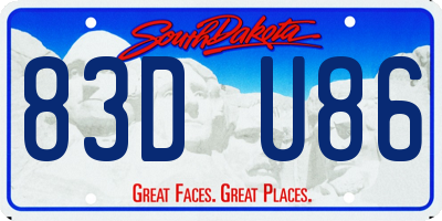 SD license plate 83DU86