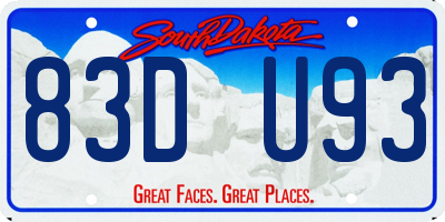 SD license plate 83DU93