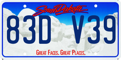 SD license plate 83DV39