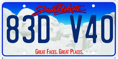 SD license plate 83DV40