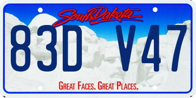 SD license plate 83DV47