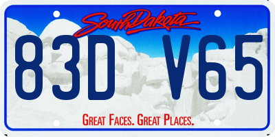 SD license plate 83DV65