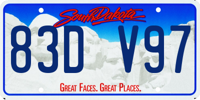 SD license plate 83DV97
