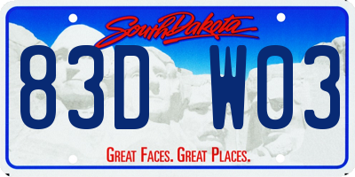 SD license plate 83DW03