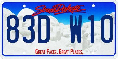 SD license plate 83DW10