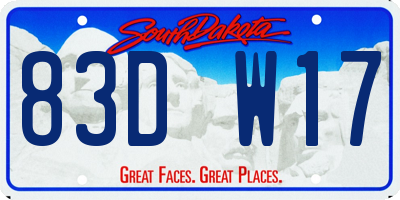 SD license plate 83DW17
