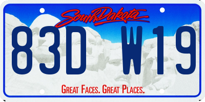 SD license plate 83DW19