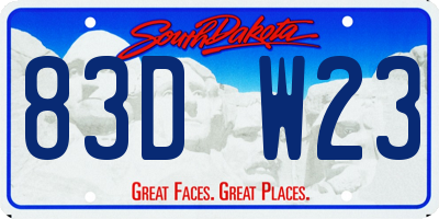 SD license plate 83DW23