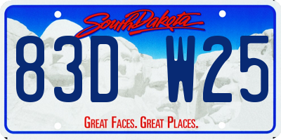 SD license plate 83DW25