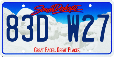 SD license plate 83DW27