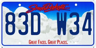 SD license plate 83DW34