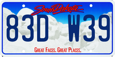 SD license plate 83DW39
