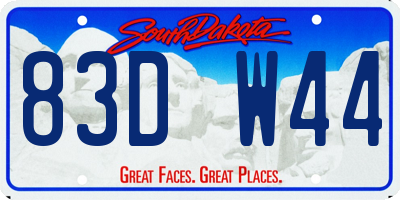SD license plate 83DW44