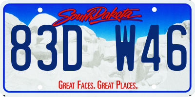 SD license plate 83DW46