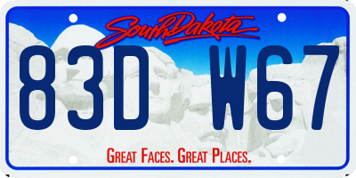SD license plate 83DW67