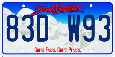 SD license plate 83DW93