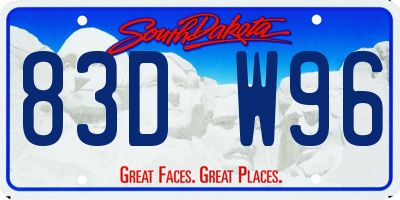 SD license plate 83DW96