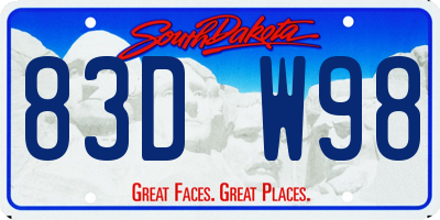 SD license plate 83DW98
