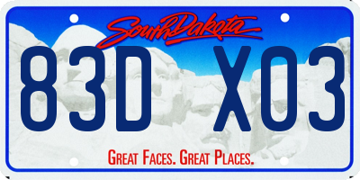 SD license plate 83DX03