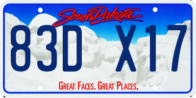 SD license plate 83DX17
