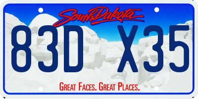 SD license plate 83DX35
