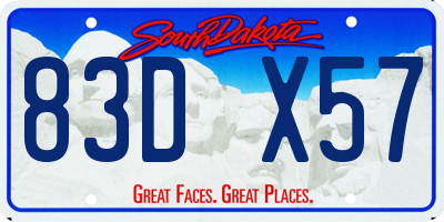 SD license plate 83DX57