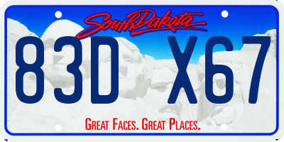 SD license plate 83DX67
