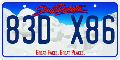 SD license plate 83DX86