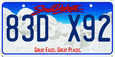 SD license plate 83DX92